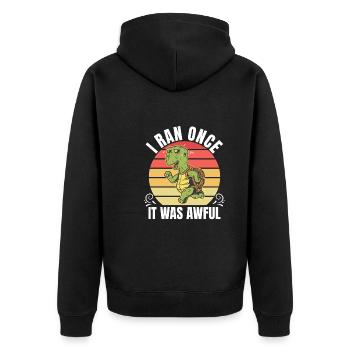 Sarkastischer Läufer Spruch Laufen Lustig - Unisex Premium Bio Zip Hoodie - Schwarz - Hinten - Nico (187cm)
