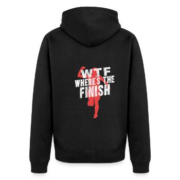 WTF Wo ist das Ziel - Running Runner - Unisex Premium Bio Zip Hoodie - Schwarz - Hinten - Nico (187cm)