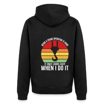 Kranführer Kran Kranführer Spruch - Unisex Premium Bio Zip Hoodie - Schwarz - Hinten - Nico (187cm)
