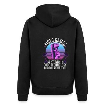Videospielautomat Arcade Retro Video Games - Unisex Premium Bio Zip Hoodie - Schwarz - Hinten - Nico (187cm)