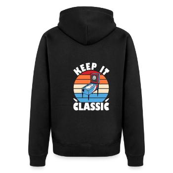 Retro Zocker Sprüche Gaming Geschenk - Unisex Premium Bio Zip Hoodie - Schwarz - Hinten - Nico (187cm)