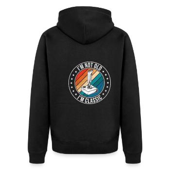 Video Games Spruch Classic Zocken - Unisex Premium Bio Zip Hoodie - Schwarz - Hinten - Nico (187cm)