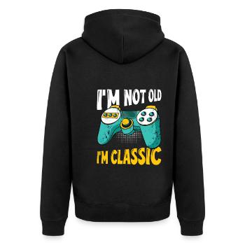 Video Games Spruch Classic Zocken - Unisex Premium Bio Zip Hoodie - Schwarz - Hinten - Nico (187cm)