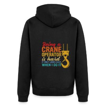 Kranführer Baustelle Hochbau Kranführer Kran - Unisex Premium Bio Zip Hoodie - Schwarz - Hinten - Nico (187cm)