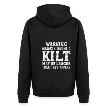 Drôle de jupe écossaise Kilt disant pour les hommes Kilt - Veste à capuche bio Premium Unisexe - noir - Dos - Nico (187cm)
