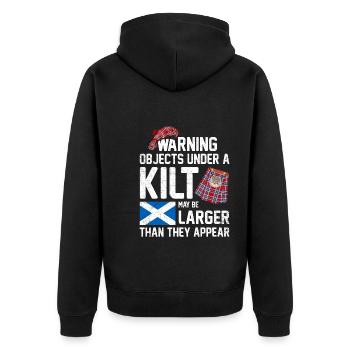 Drôle de jupe écossaise Kilt disant pour les hommes Kilt - Veste à capuche bio Premium Unisexe - noir - Dos - Nico (187cm)