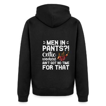 Kilt Männer Spruch Schottenrock - Unisex Premium Bio Zip Hoodie - Schwarz - Hinten - Nico (187cm)