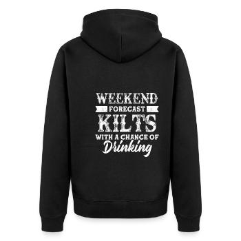 Kilt Männer Spruch Schottenrock - Unisex Premium Bio Zip Hoodie - Schwarz - Hinten - Nico (187cm)