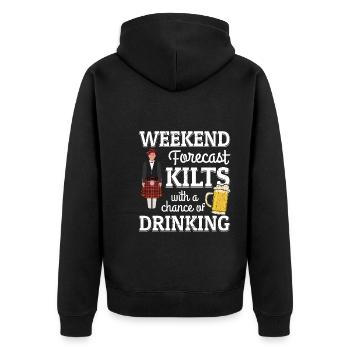 Kilt Männer Spruch Schottenrock - Unisex Premium Bio Zip Hoodie - Schwarz - Hinten - Nico (187cm)