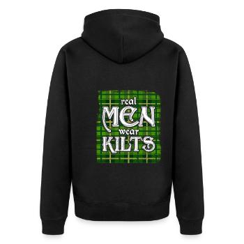 Kilt Männer Spruch Schottenrock - Unisex Premium Bio Zip Hoodie - Schwarz - Hinten - Nico (187cm)