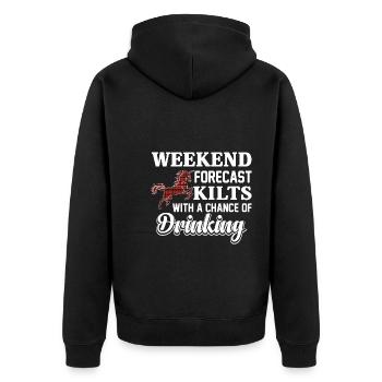 Kilt Männer Spruch Schottenrock - Unisex Premium Bio Zip Hoodie - Schwarz - Hinten - Nico (187cm)