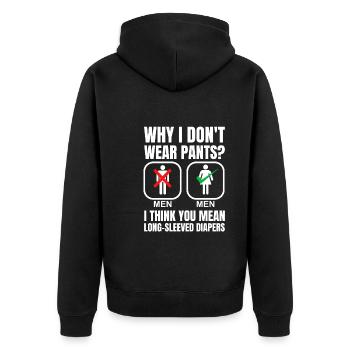 Schottischer Kilt Tracht - Schottenrock Schottland - Unisex Premium Bio Zip Hoodie - Schwarz - Hinten - Nico (187cm)