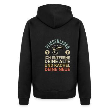 Fliesenleger Fliesen Handwerker - Unisex Premium Bio Zip Hoodie - Schwarz - Hinten - Nico (187cm)