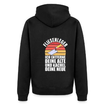 Fliesenleger Fliesen Handwerker - Unisex Premium Bio Zip Hoodie - Schwarz - Hinten - Nico (187cm)