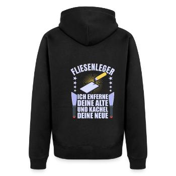 Fliesenleger Fliesen Handwerker - Unisex Premium Bio Zip Hoodie - Schwarz - Hinten - Nico (187cm)
