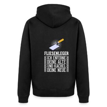 Fliesenleger Fliesen Handwerker - Unisex Premium Bio Zip Hoodie - Schwarz - Hinten - Nico (187cm)