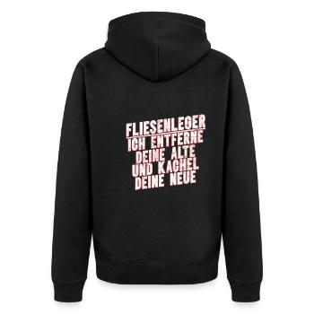 Fliesenleger Fliesen Handwerker - Unisex Premium Bio Zip Hoodie - Schwarz - Hinten - Nico (187cm)