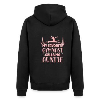 Ma gymnaste préférée m’appelle Tante Gymnastique - Veste à capuche bio Premium Unisexe - noir - Dos - Nico (187cm)