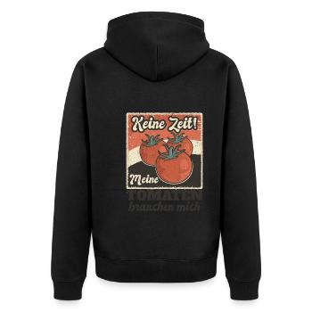 Keine Zeit Meine Tomaten Brauchen Mich - Unisex Premium Bio Zip Hoodie - Schwarz - Hinten - Nico (187cm)