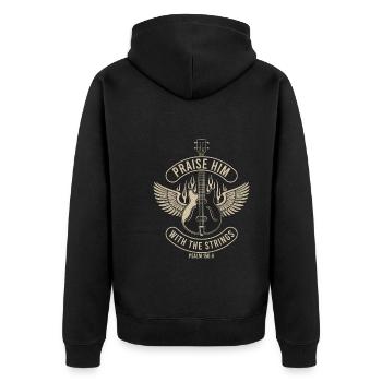 Lobe Ihn Mit Den Saiten Christliche Kirchenmusik - Unisex Premium Bio Zip Hoodie - Schwarz - Hinten - Nico (187cm)