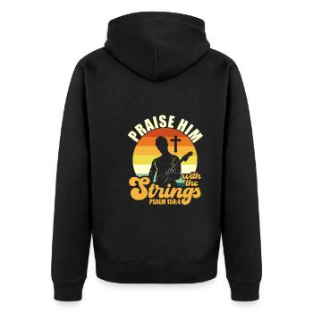 Lobe Ihn Mit Den Saiten Christliche Kirchenmusik - Unisex Premium Bio Zip Hoodie - Schwarz - Hinten - Nico (187cm)