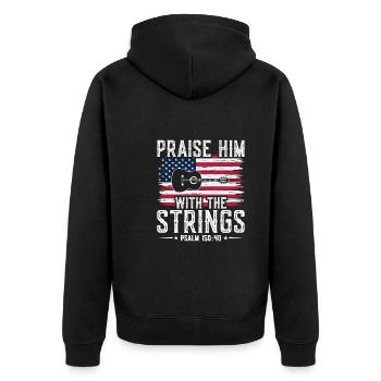 Lobe Ihn Mit Den Saiten Christliche Kirchenmusik - Unisex Premium Bio Zip Hoodie - Schwarz - Hinten - Nico (187cm)