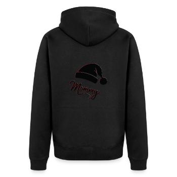 "Festive Mommy" - Unisex Premium Bio Zip Hoodie - Schwarz - Hinten - Nico (187cm)