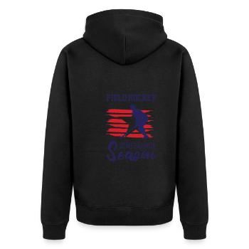 Feldhockey Ist Meine Lieblingssaison Hallenhockey - Unisex Premium Bio Zip Hoodie - Schwarz - Hinten - Nico (187cm)