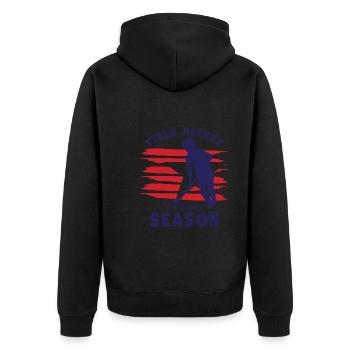 Feldhockey Ist Meine Lieblingssaison Hallenhockey - Unisex Premium Bio Zip Hoodie - Schwarz - Hinten - Nico (187cm)