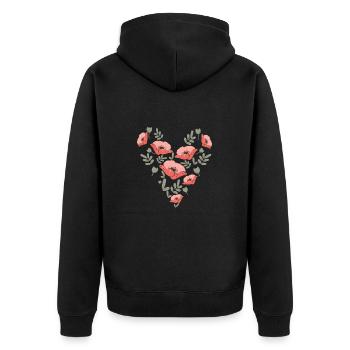 amour coeur fleurs de coquelicot - Veste à capuche bio Premium Unisexe - noir - Dos - Nico (187cm)