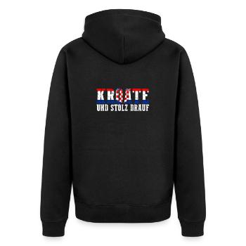 Kroate Kroatisch Kroatien - Unisex Premium Bio Zip Hoodie - Schwarz - Hinten - Nico (187cm)