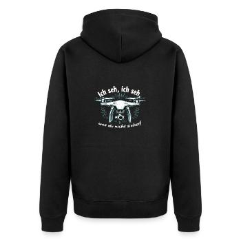 Ich Seh, Ich Seh - Drohnen - Unisex Premium Bio Zip Hoodie - Schwarz - Hinten - Nico (187cm)
