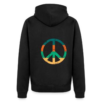 Rétro Design Signe de paix Signe de paix - Veste à capuche bio Premium Unisexe - noir - Dos - Nico (187cm)