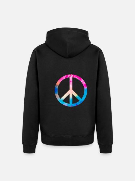 Retro Design Friedenszeichen Peace Zeichen - Unisex Premium Bio Zip Hoodie - Schwarz
