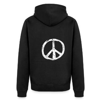 Rétro Vintage Design Signe de Paix Signe de Paix - Veste à capuche bio Premium Unisexe - noir - Dos - Nico (187cm)