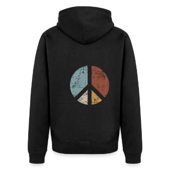 Rétro Vintage Design Signe de Paix Signe de Paix - Veste à capuche bio Premium Unisexe - noir - Dos - Nico (187cm)
