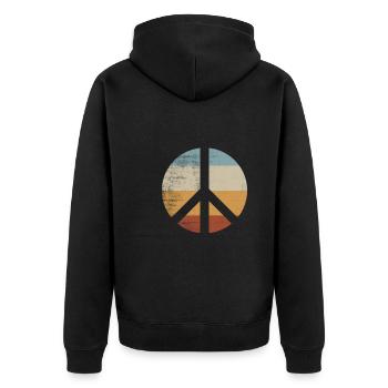 Rétro Vintage Design Signe de Paix Signe de Paix - Veste à capuche bio Premium Unisexe - noir - Dos - Nico (187cm)