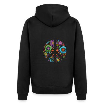 Retro Flowers Design Signe de paix Signe de paix - Veste à capuche bio Premium Unisexe - noir - Dos - Nico (187cm)