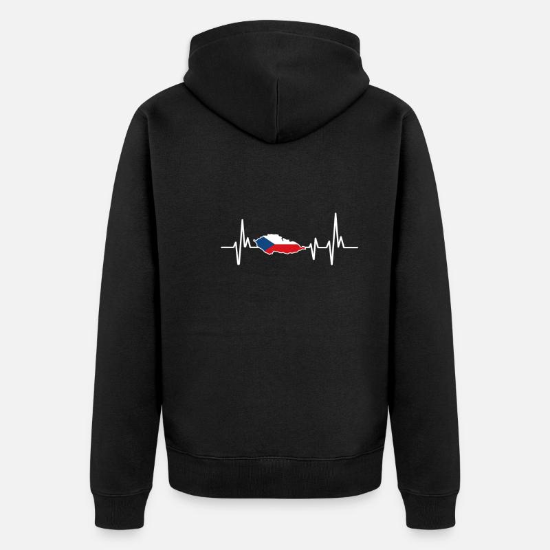 Heartbeat Design Drapeau tchèque - Veste à capuche bio Premium Unisexe - noir