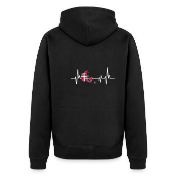 Heartbeat Design Drapeau danois Danemark - Veste à capuche bio Premium Unisexe - noir - Dos - Nico (187cm)