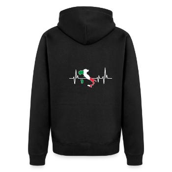 Heartbeat Design Italian Flag Italy - Unisex Premium Organic Zip Hoodie - black - Back - Nico (187cm)