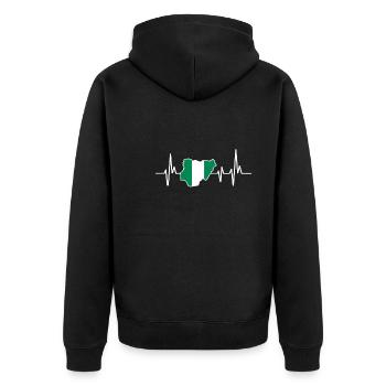 Heartbeat Design Nigerian Flag Nigeria - Unisex Premium Organic Zip Hoodie - black - Back - Nico (187cm)