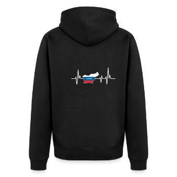 Herzschlag Design Slowenische Flagge Slowenien - Unisex Premium Bio Zip Hoodie - Schwarz - Hinten - Nico (187cm)