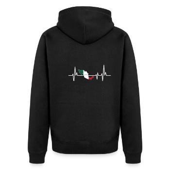 Herzschlag Design Mexikanische Flagge Mexiko - Unisex Premium Bio Zip Hoodie - Schwarz - Hinten - Nico (187cm)