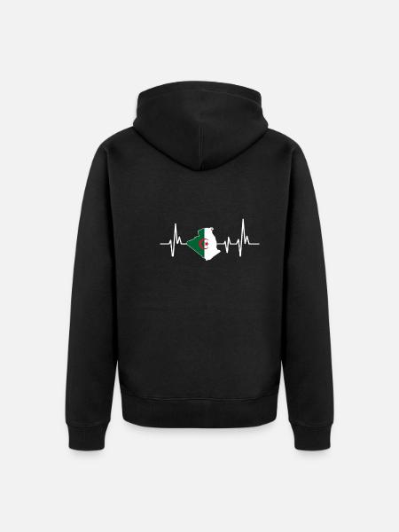 Heartbeat Design Algerian Flag Algeria - Unisex Premium Organic Zip Hoodie - black