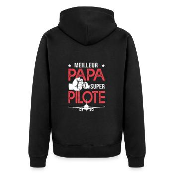 Cadeau papa meilleur papa pilote avion de ligne - Veste à capuche bio Premium Unisexe - noir - Dos - Nico (187cm)