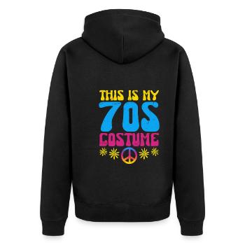 This is my 70s Costume Halloween 70er Party Disco - Unisex Premium Organic Zip Hoodie - black - Back - Nico (187cm)