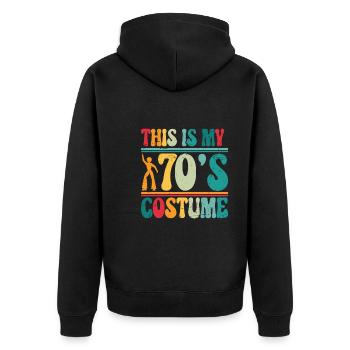 This is my 70s Costume Halloween 70er Party Disco - Unisex Premium Organic Zip Hoodie - black - Back - Nico (187cm)