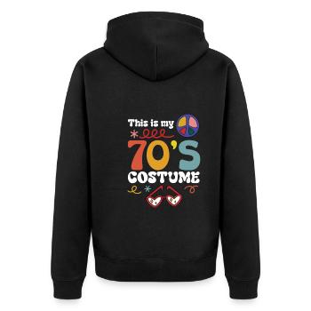 This is my 70s Costume Halloween 70er Party Disco - Unisex Premium Organic Zip Hoodie - black - Back - Nico (187cm)