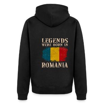 Vintage Design Drapeau Roumain Roumanie - Veste à capuche bio Premium Unisexe - noir - Dos - Nico (187cm)